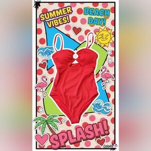 Woman Red Swimsuit